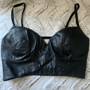 Bebe Cropped Leather Bralette